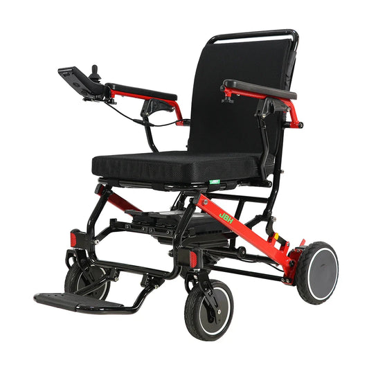 HKM-400787 Compact Dual Motor Folding Mobility Wheelchair with Removable Battery and 20 Km Driving Range