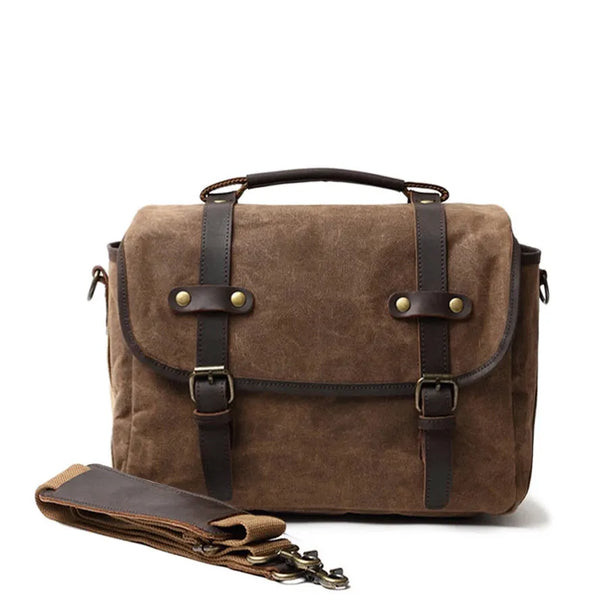 HKM-400787 Waterproof Oil Wax Canvas Retro Camera Crossbody Bag