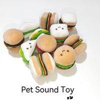 HKM-4008125 Decompression Plush Hamburger Pet Sound Toy - Fun Chewable Plushie for Dogs and Cats