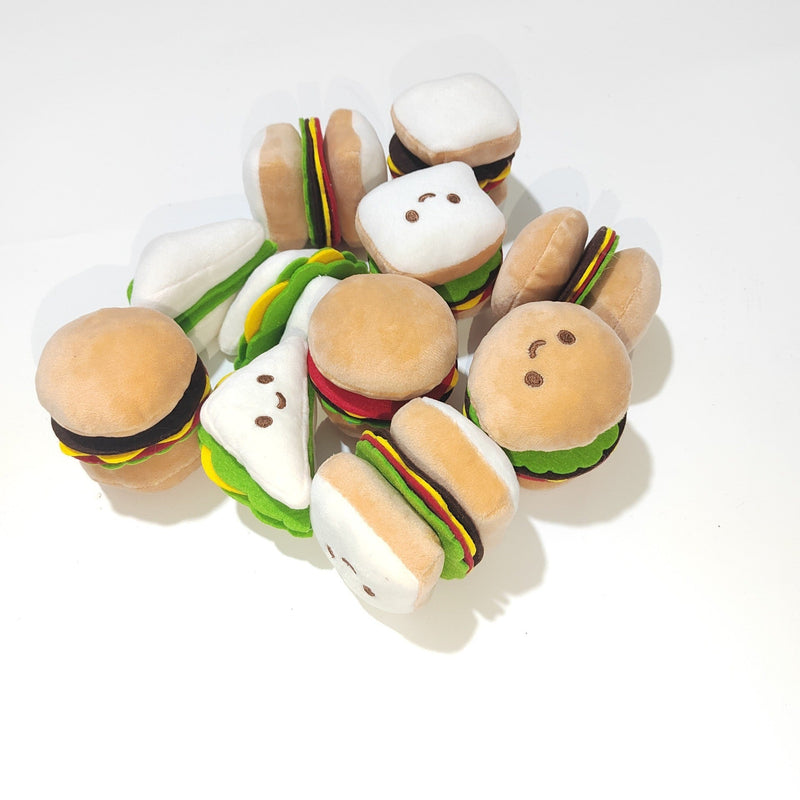 HKM-4008125 Decompression Plush Hamburger Pet Sound Toy - Fun Chewable Plushie for Dogs and Cats