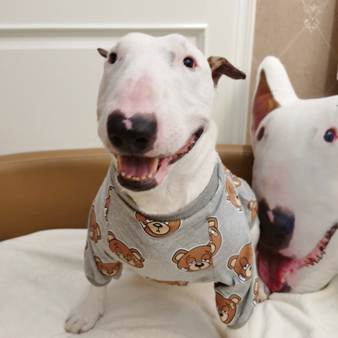 HKM-4009021 Cute Bear Print Dog T-Shirt in Gray, Sizes S to 3XL