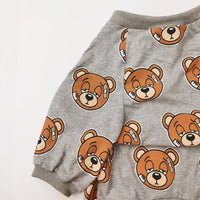 HKM-4009021 Cute Bear Print Dog T-Shirt in Gray, Sizes S to 3XL
