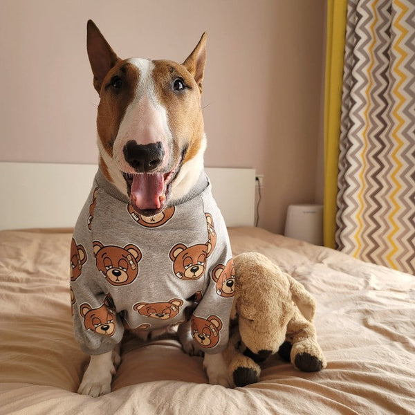 HKM-4009021 Cute Bear Print Dog T-Shirt in Gray, Sizes S to 3XL