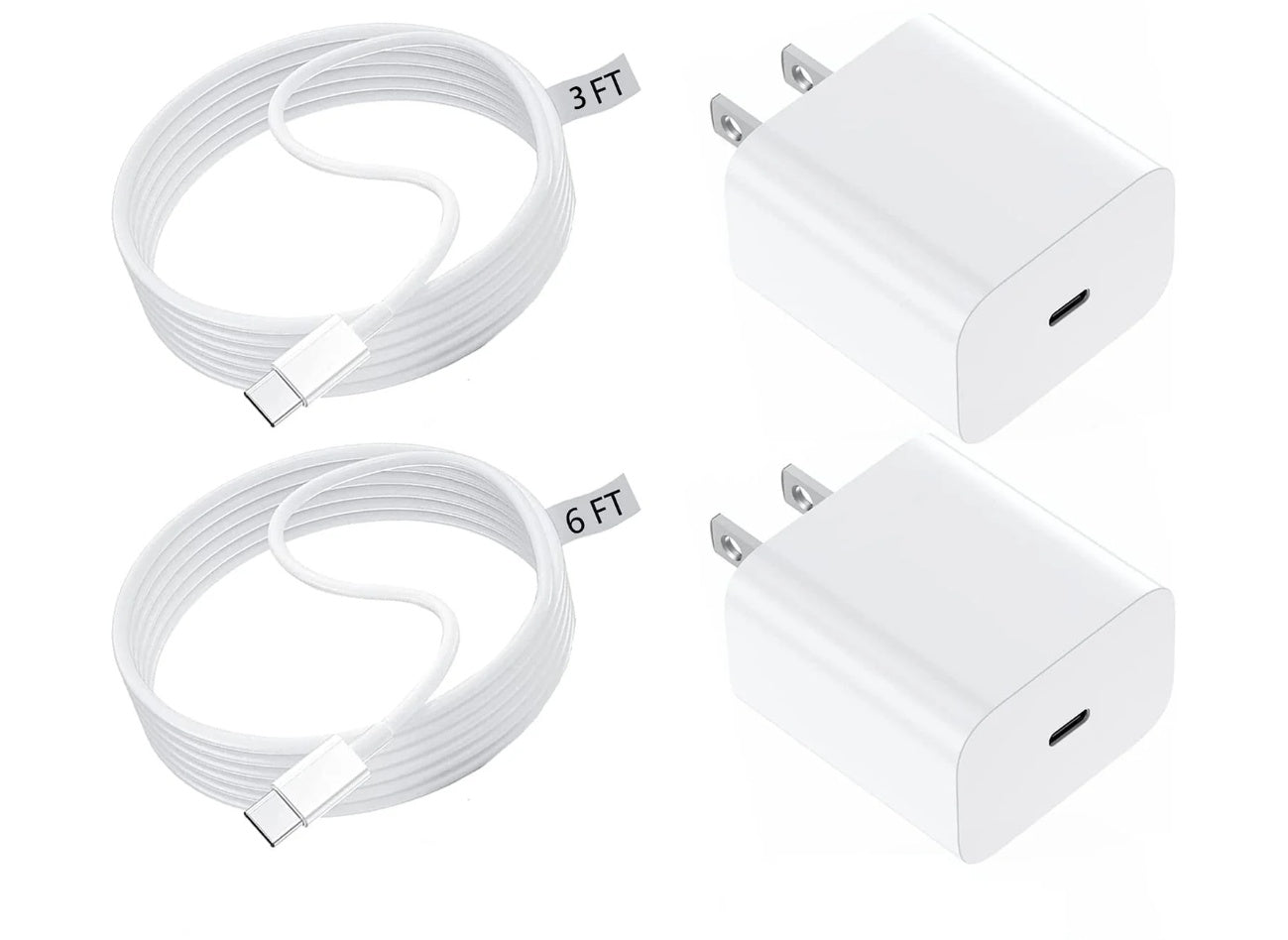 HKM-400979 Apple-Compatible Fast Charger Set with 6ft USB-C to Lightning Cable, Dual 20W Wall Adapter for Efficient Charging