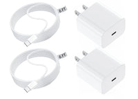 HKM-400979 Apple-Compatible Fast Charger Set with 6ft USB-C to Lightning Cable, Dual 20W Wall Adapter for Efficient Charging