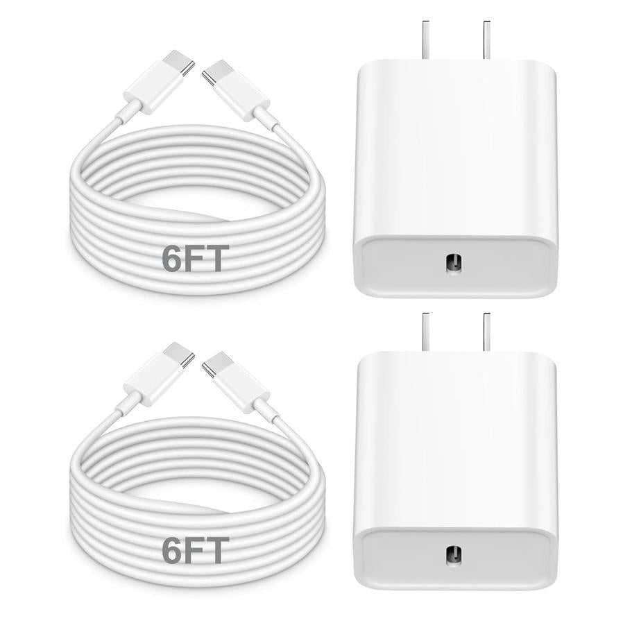 HKM-400979 Apple-Compatible Fast Charger Set with 6ft USB-C to Lightning Cable, Dual 20W Wall Adapter for Efficient Charging