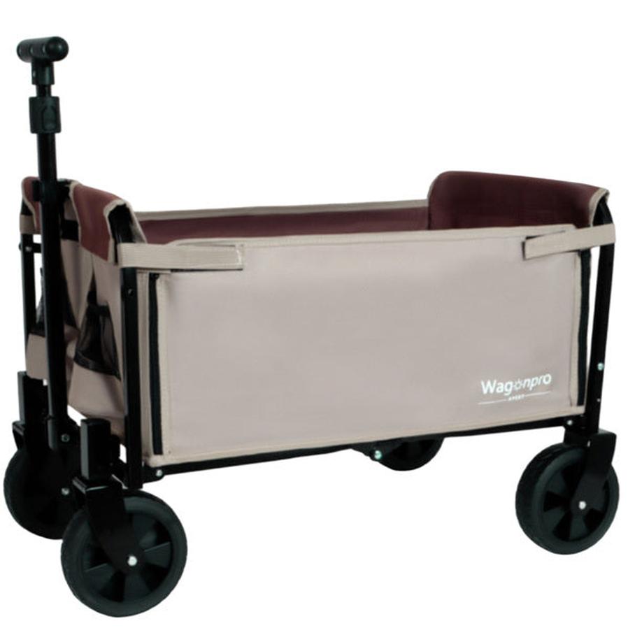 HKM-401107 Convertible Camping Wagon Cart with Bench Seat, Storage Space, and Dog Tether