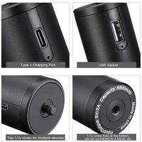 HKM-401299 Compact Aluminum Alloy Charging Handle - 6800mAh Battery, 12.5cm x 3.2cm