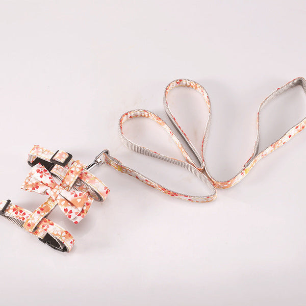 HKM-4013501 Japanese Butterfly Cat Harness with Traction Rope - Adjustable Nylon Webbing, 120cm Long