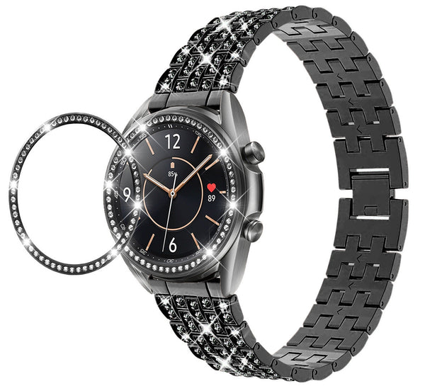 HKM-401427 Stylish Alloy Diamond Strap for Samsung Galaxy Watch - Metal Wristband, 155-210mm Adjustable Fit