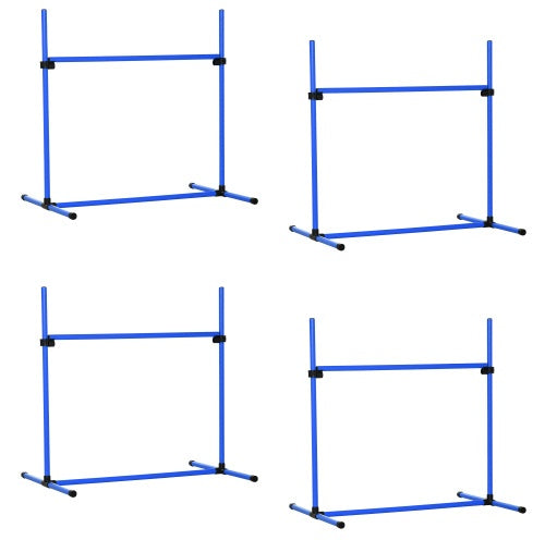 HKM-401555 Height-Adjustable 4-Piece Dog Agility Training Set with Carry Bag and Ejector Bar
