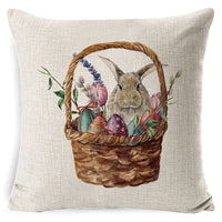 HKM-401619 Easter Bunny Plush Cushion with Linen Pillowcase