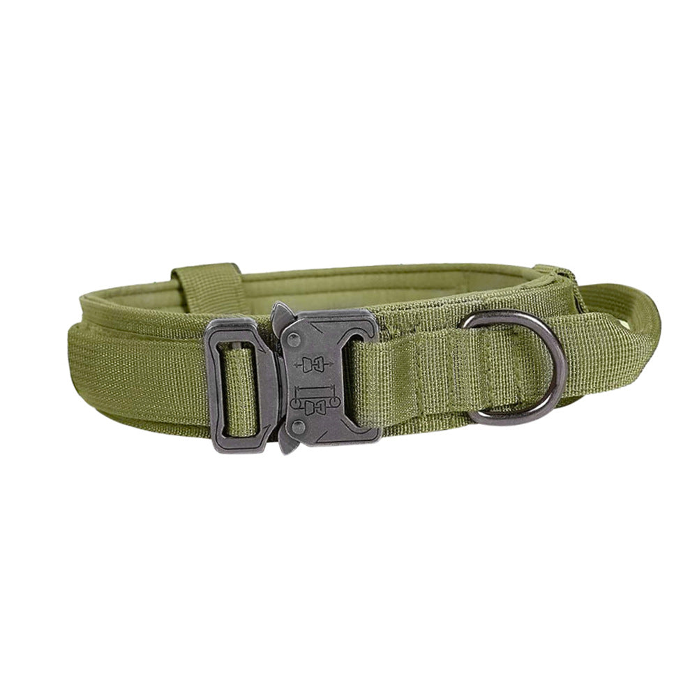HKM-4017469 Adjustable Military Nylon Dog Collar and Leash Set - Durable Traction Belt for Active Dogs