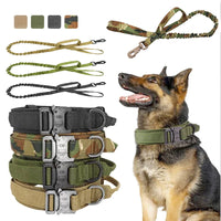 HKM-4017469 Adjustable Military Nylon Dog Collar and Leash Set - Durable Traction Belt for Active Dogs