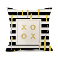 HKM-401747 Nordic Geometric Stripes Black and White Linen Pillow Cushion 45x45cm