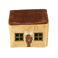 HKM-4018237 Foldable Removable Washable Cartoon Doghouse Pet Nest in Brown and Pink - 50x50x46cm