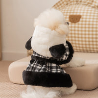 HKM-4018749 Charming Two-Piece Winter Dog Outfit with Hooded Cape and Dress for Small Pets