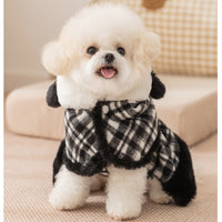 HKM-4018749 Charming Two-Piece Winter Dog Outfit with Hooded Cape and Dress for Small Pets