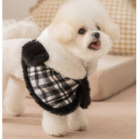 HKM-4018749 Charming Two-Piece Winter Dog Outfit with Hooded Cape and Dress for Small Pets