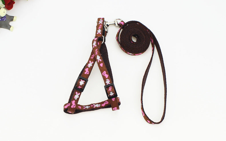 HKM-4019773 Fashionable Nylon Pet Leash with Colorful Printed Patches - Adjustable Traction Rope for Small and Large Dogs