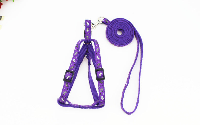 HKM-4019773 Fashionable Nylon Pet Leash with Colorful Printed Patches - Adjustable Traction Rope for Small and Large Dogs
