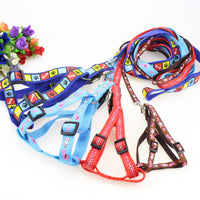 HKM-4019773 Fashionable Nylon Pet Leash with Colorful Printed Patches - Adjustable Traction Rope for Small and Large Dogs