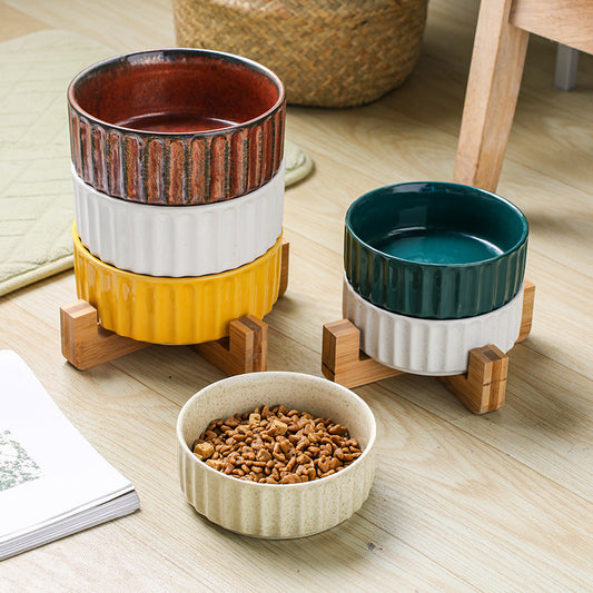 HKM-4020157 Stylish Ceramic Pet Bowl with Exquisite Design and Anti-Overturn Features, Available in Various Sizes and Colors