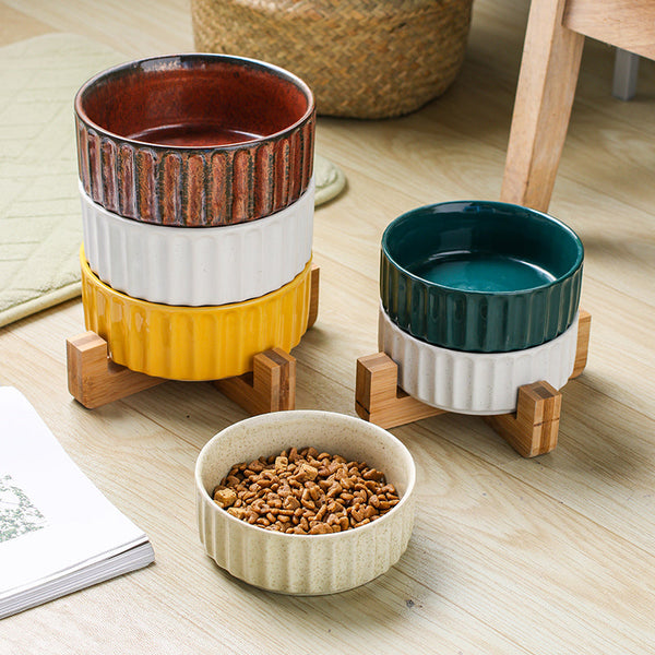 HKM-4020157 Stylish Ceramic Pet Bowl with Exquisite Design and Anti-Overturn Features, Available in Various Sizes and Colors