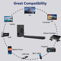 HKM-402067 100W Sound Bar with Subwoofer for Home Theatre System Compatibility with TV