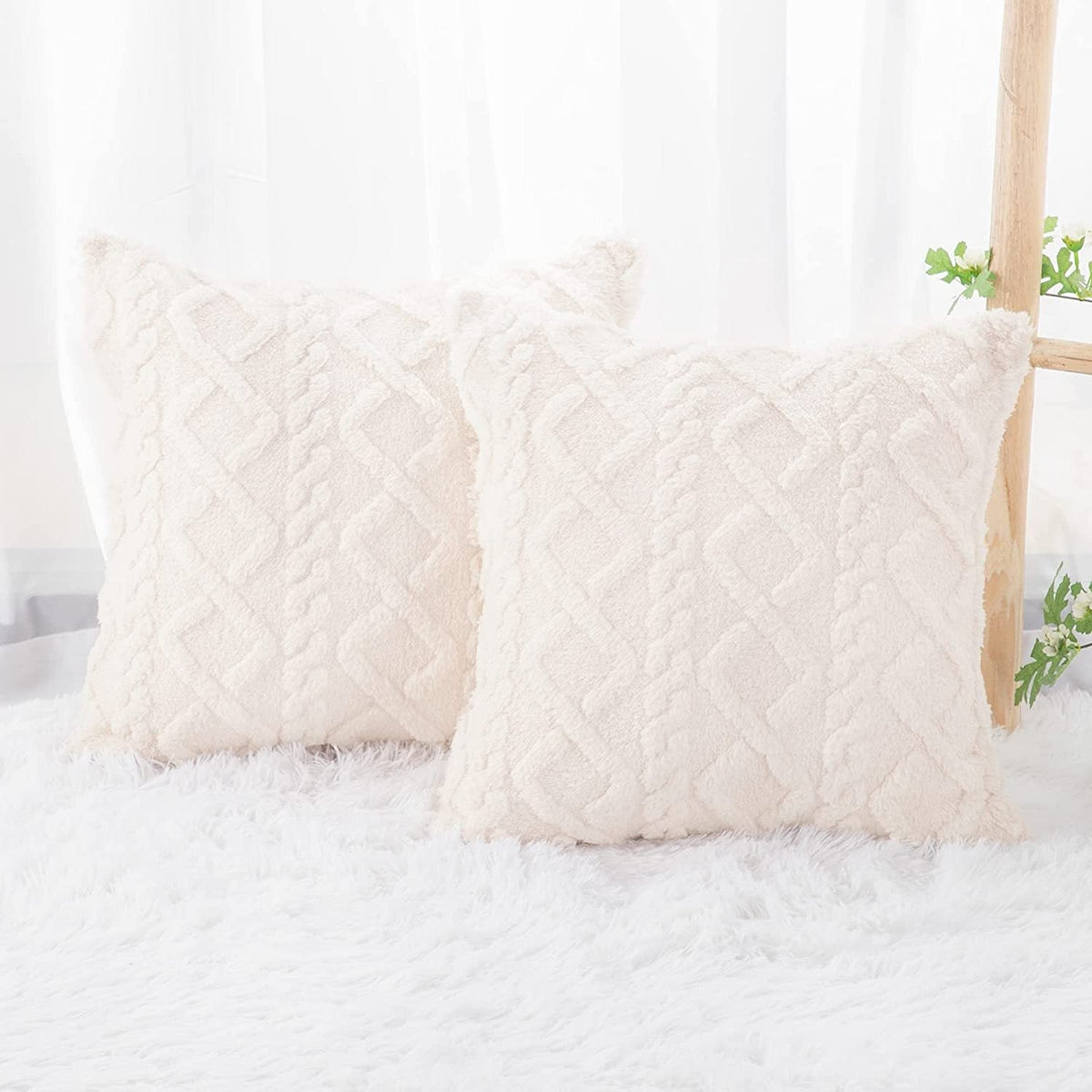 HKM-402067 Retro Plush Soft Fluffy Pillow Cushion for Living Room - Available in Multiple Colors