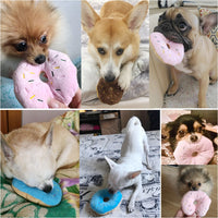 HKM-4020797 Eco-Friendly Plush Dog Toy - Pink Brown Donut Shape, 14cm Chew Toy with Vocal Feature