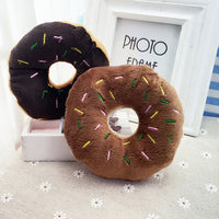 HKM-4020797 Eco-Friendly Plush Dog Toy - Pink Brown Donut Shape, 14cm Chew Toy with Vocal Feature