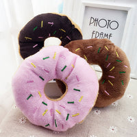 HKM-4020797 Eco-Friendly Plush Dog Toy - Pink Brown Donut Shape, 14cm Chew Toy with Vocal Feature