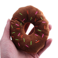 HKM-4020797 Eco-Friendly Plush Dog Toy - Pink Brown Donut Shape, 14cm Chew Toy with Vocal Feature