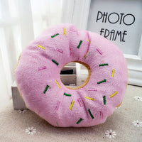 HKM-4020797 Eco-Friendly Plush Dog Toy - Pink Brown Donut Shape, 14cm Chew Toy with Vocal Feature
