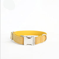 HKM-4021949 Customizable Yellow Velvet Dog Collar with Adjustable Fit and Lettering