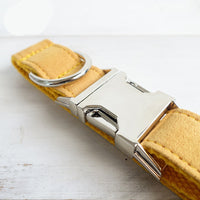 HKM-4021949 Customizable Yellow Velvet Dog Collar with Adjustable Fit and Lettering