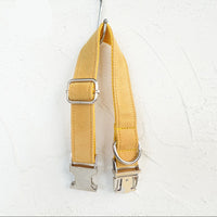 HKM-4021949 Customizable Yellow Velvet Dog Collar with Adjustable Fit and Lettering