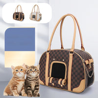 HKM-4022205 Medium Capacity Plaid Pattern Handbag for Pets with Breathable Design