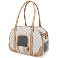 HKM-4022205 Medium Capacity Plaid Pattern Handbag for Pets with Breathable Design