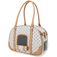 HKM-4022205 Medium Capacity Plaid Pattern Handbag for Pets with Breathable Design