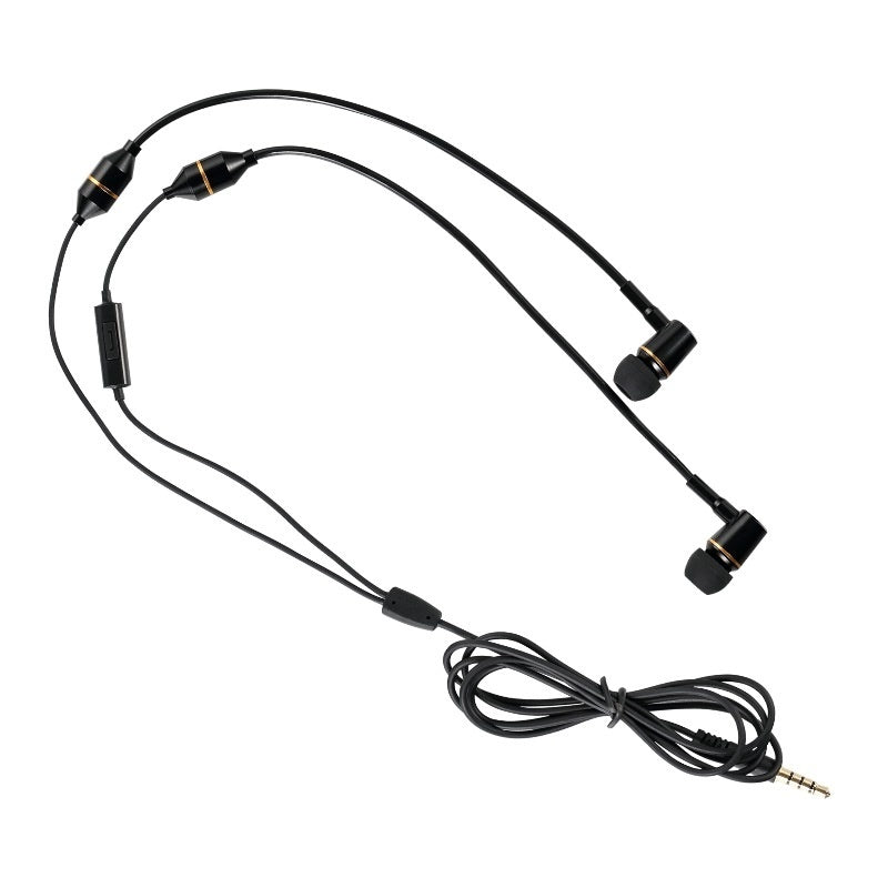 HKM-402259 In-ear Music Headset with Microphone and Air Conduit Radiation Protection, Wired, Black and Silver Options, 20-20000Hz Frequency Range