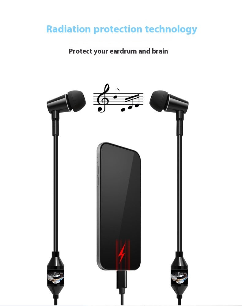 HKM-402259 In-ear Music Headset with Microphone and Air Conduit Radiation Protection, Wired, Black and Silver Options, 20-20000Hz Frequency Range