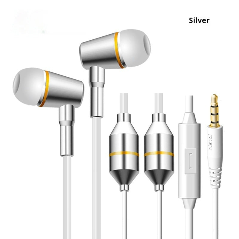 HKM-402259 In-ear Music Headset with Microphone and Air Conduit Radiation Protection, Wired, Black and Silver Options, 20-20000Hz Frequency Range