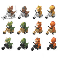 HKM-402323 Pull Back Dinosaurs and Animal Motorcycle Cars - Friction Traffic Toy for Ages 5 and Up