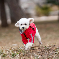 HKM-4024509 Four Seasons Universal Dog Raincoat - Waterproof Pet Apparel in Red, Yellow, Khaki, Sizes XS to 2XL