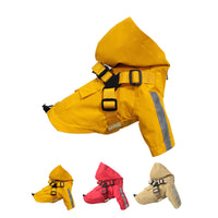 HKM-4024509 Four Seasons Universal Dog Raincoat - Waterproof Pet Apparel in Red, Yellow, Khaki, Sizes XS to 2XL