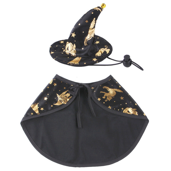 HKM-4024765 Halloween Themed Cloak and Hat Set for Pets - Stylish Costume for Dogs and Cats