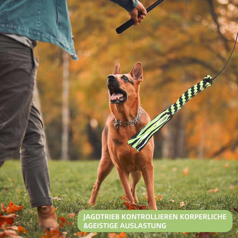 HKM-402515 Telescopic Dog Teasing Rod with Ropes and Ball - 102cm Black Aluminum Alloy Pet Toy