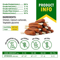 HKM-4025789 Chicken-Wrapped Calcium Bone Chew Treats for Dogs - Grain-Free, Rawhide-Free, Healthy Snacks for All Life Stages